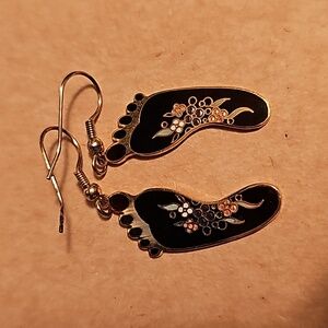 Vintage Stefano Cloisonné footprint Earrings